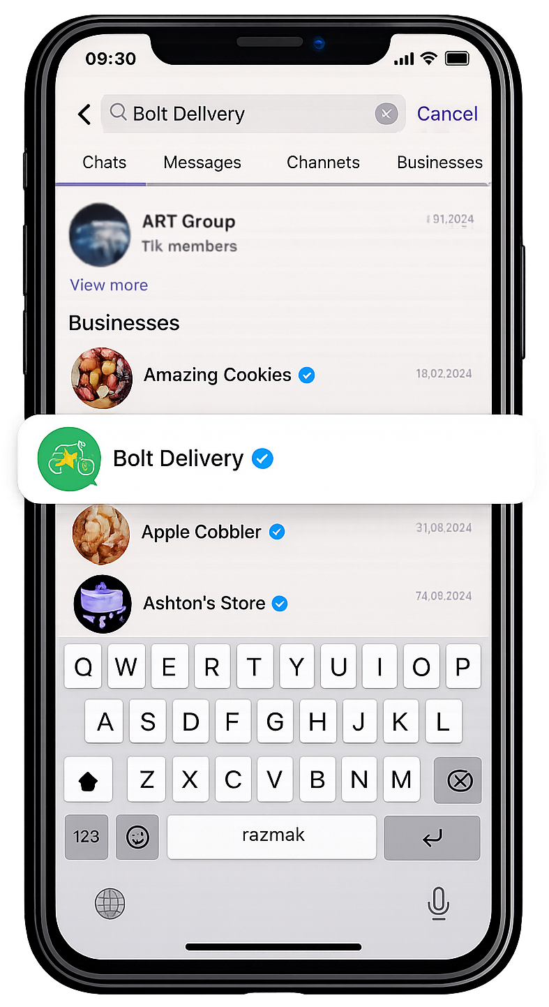 Viber chat list with verified business