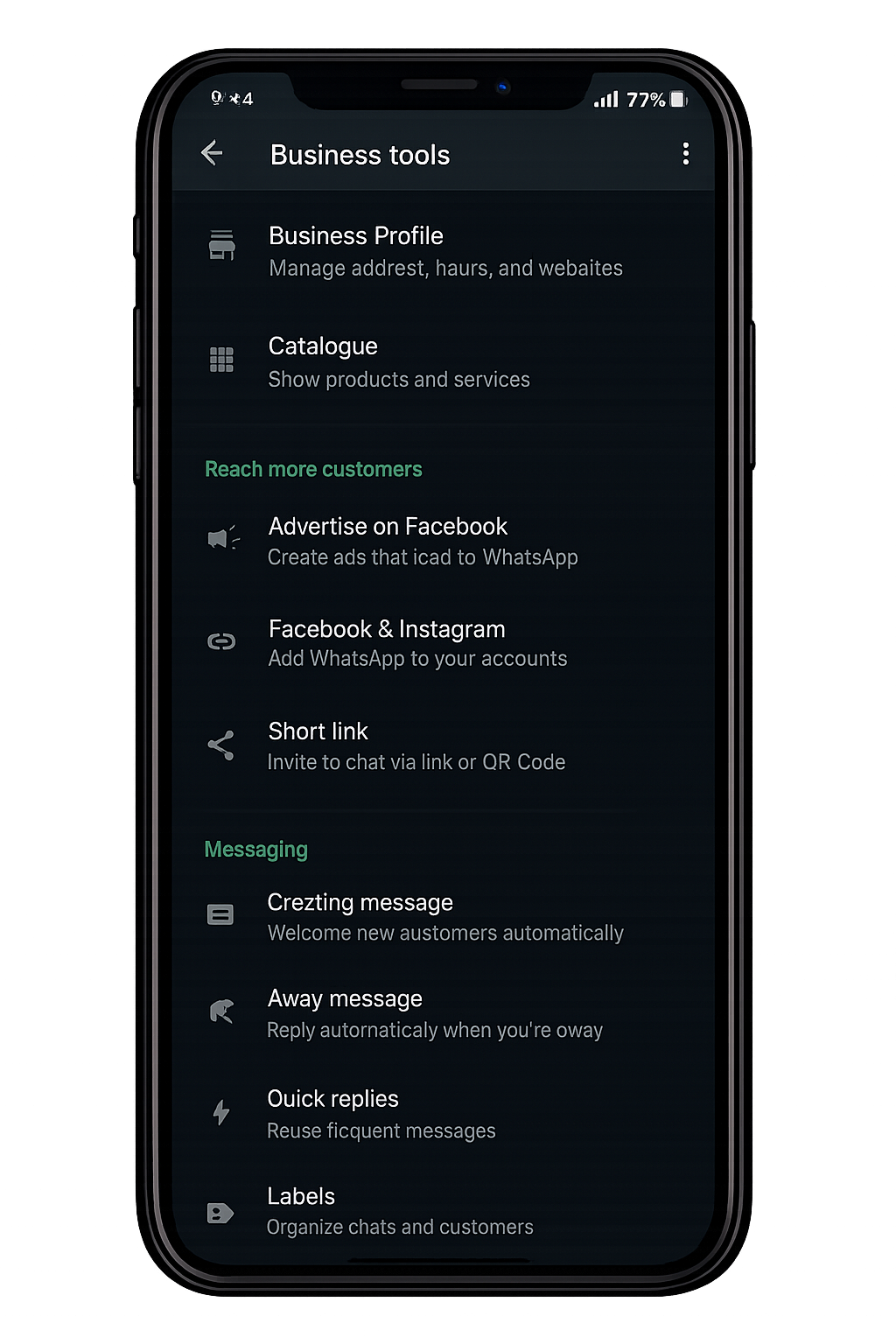 WhatsApp Business tools example